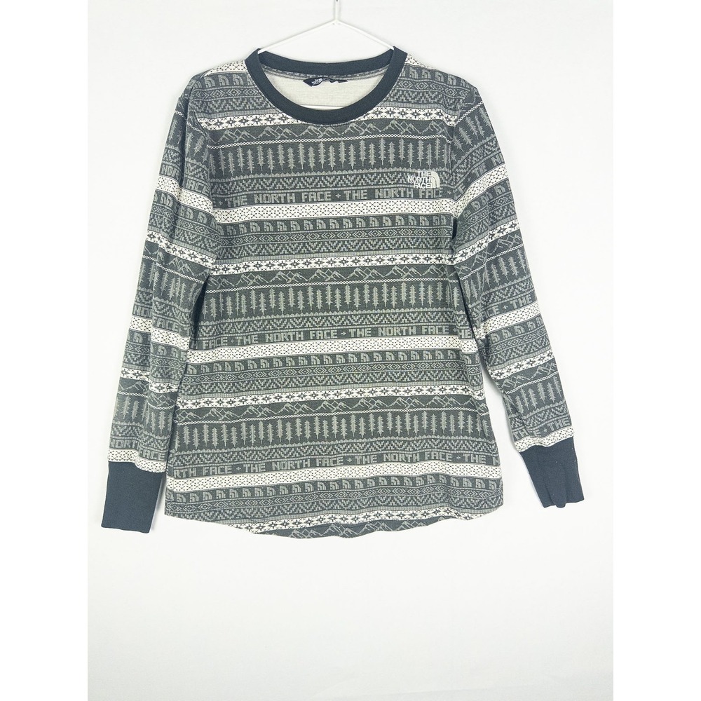 The North Face Fair Isle Thermal Long Sleeve Shirt Womens XL Gray Gorpcore Alpin